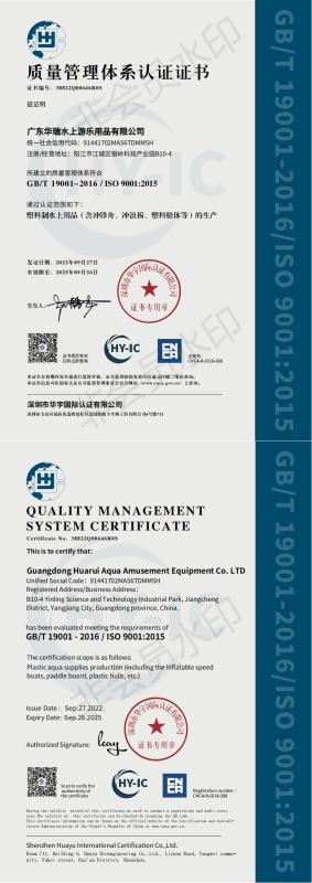 ISO9001 - Guangzhou Huarui Plastic Co., Ltd.