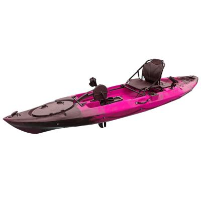 China Pink Sit On Top Foot Pedal Fishing Kayak LLDPE Single Plastic Kayak for sale