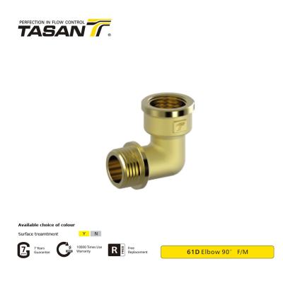 China Durable 1/4inch Brass Pipe Fittings 90 Degree Elbow Threaded F/M 61D for sale