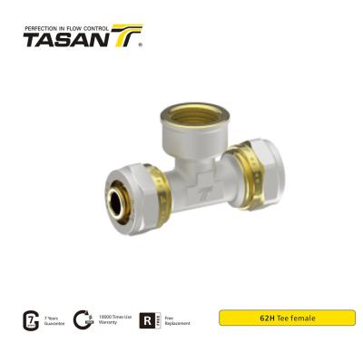 China Sanitary Brass Compression Fittings Female Compression Tee 16mm-25mm for sale