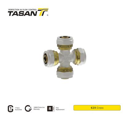 China ISO228 Thread Brass Cross Fitting For Commercial Plumbing System 62X for sale