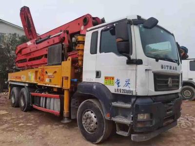 China 38m Second Hand Pump Truck , Concrete Boom Truck 21.5m Reach Depth for sale