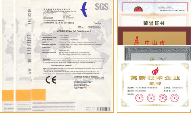 Product certification for 8 Head Multi Head Weighing Machine