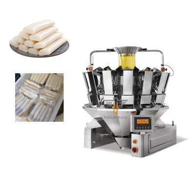 China Korean Rice Cake Automatic Weighing Filling Machine Vertical 3 Side Seal Vacuum Package for sale