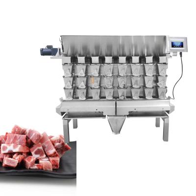China Industrial Dimpled Double Hopper Screw Feeding Multihead Weigher For Fresh Sticky Food Rib Spare for sale