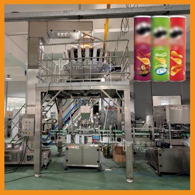 China Automatic Vacuum Potato Chips Tin Canning Machine Puffed Food Weighing And Filling System Te koop