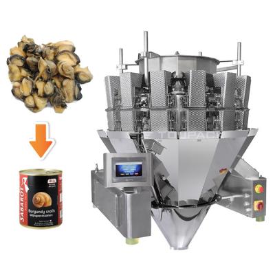 China Auto Weighing Filling And Sealing Machine For Bottle Tin Can 10-500g Canned Snail Meat for sale