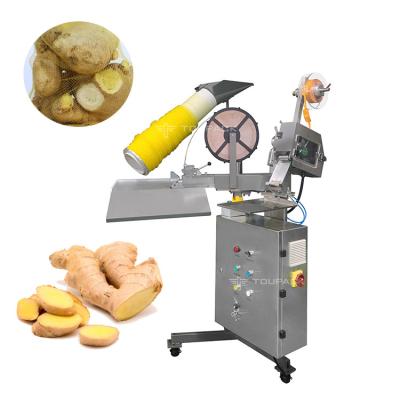 China Manual Garlic Mesh Bag Packing Machine With Staples Semi Auto Ginger Mesh Bag Clipping Packing Machine for sale