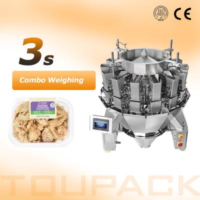 China Automatic Tray Sealer Machine with Screw Multihead Weigher for 60 bpm Ready Meal Packaging Line for sale