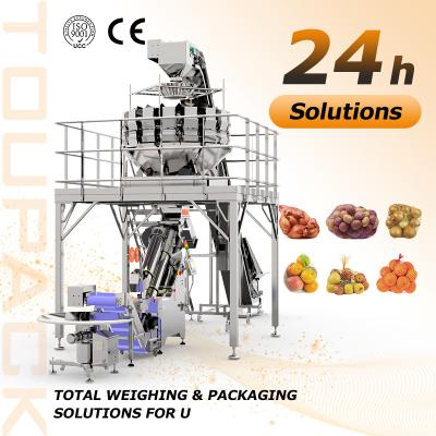 Cina Macchina di imballaggio automatico a maglia con velocità di 15-30 sacchetti/min e capacità di 0,45 ~ 5 kg per la cipolla di patata in vendita