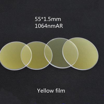 China Yellow Film 1064nm AR 55*1.5mm Laser Optical Lens JGS1 Quartz for sale