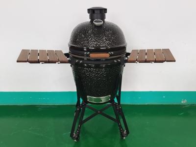 China Ceramic Pizza Charcoal Kamado Grill 21.5 Inch BBQ Bamboo Shelves And Handle for sale