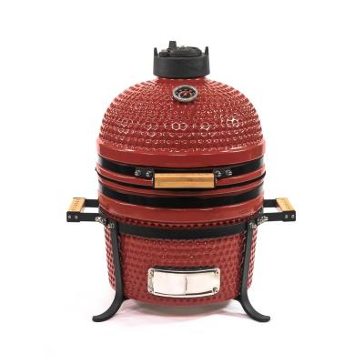 China Handwork Ceramic Red Charcoal 15 Inch Kamado Grill for sale