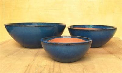 China Indoor 52cmx20cm Blue Glazed Ceramic Garden Pots for sale