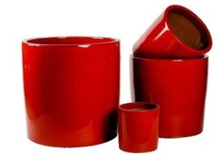 China Red 50x50cm Round Ceramic Flower Pots Large Outdoor for sale