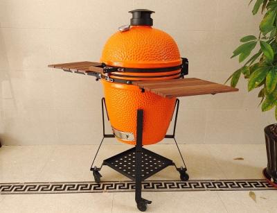 China 21.5 Inch SGS Charcoal Kamado Grill , Orange Ceramic Smoker Grill for sale