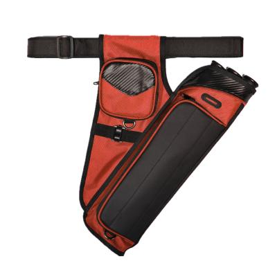 China OEM Nylon Archery Side Quiver Red Adjustable With 3 Arrow Tube Cases for sale