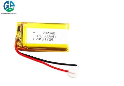 China 3.7V 600mAh 700mAh 702540 Rechargeable Lithium Polymer Ion Battery KC UN38.3 for sale