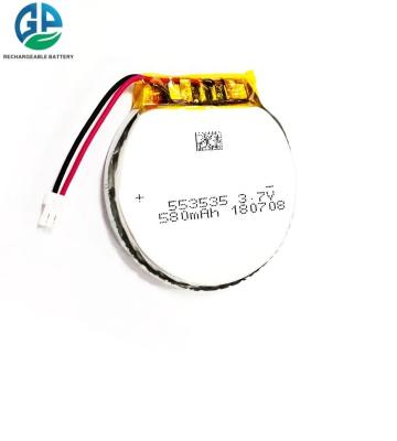 China 553535 580mah 3.7v Li Ion Polymer Battery Circle Shape High Capacity for sale