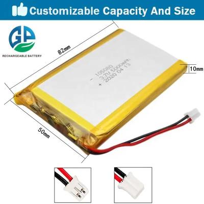 China IEC62133 105080 2P Li Polymer Rechargeable Lipo Battery 3.7V 10000mAh Custom for sale