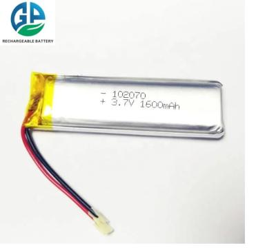 China KC 1600mAh 102070 3.7v Lithium Polymer Battery Cells Rechargeable for sale