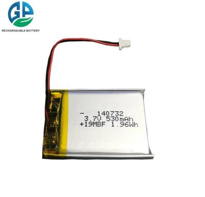China 140732 3.7V Li Polymer Battery Pack 3.7v 530mah Rechargeable KC Certificated for sale