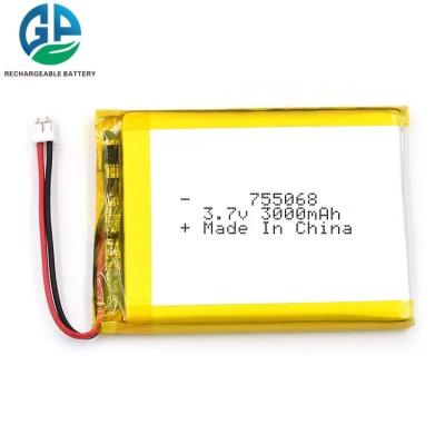 China Li Polymer KC Rechargeable Lithium Ion Battery Pack 755068 3000Mah for sale