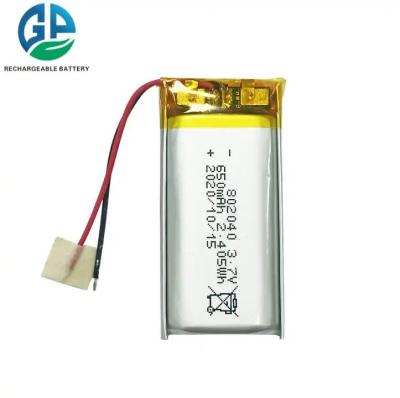 Cina KC IEC62133 Approvare pacchetto di batterie ricaricabili da 3,7 Volt 802040 3.7v 650mah con batteria Li-Polymer Pcb in vendita