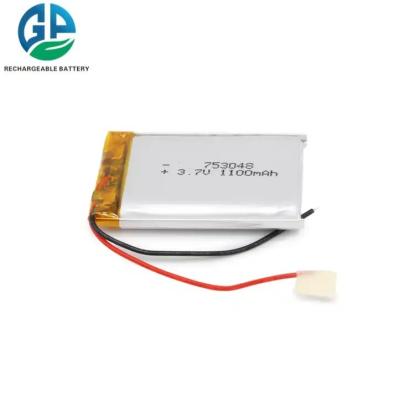 China KC IEC62133 Aprobar 753048 3.7V 1100mAh Batería Lipo Batería recargable con Pcb Batería Li-Polymer en venta