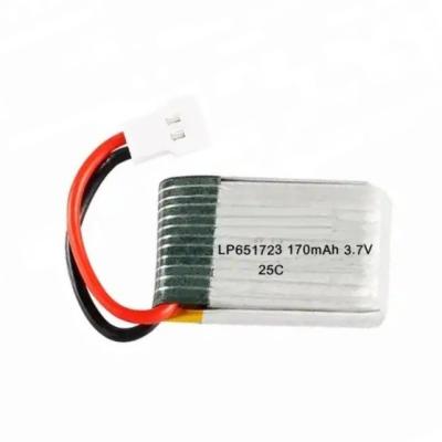 China Lithium Polymer Batteries 651723 3.7v 150mah 170mah Lipo Battery KC UL1642 IEC62133 Drones Mini RC Helicopter for sale