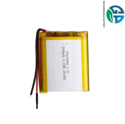 China Hot Wearable Lithium Polymer Battery 635060 2500mAh Rechargeable Lipo Battery 3.7 V for sale
