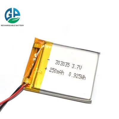 China Lipo 3.7 V 250mah 303035 Lithium Polymer Battery Pack UL1642 IEC62133 KC CB IEC62133 approved for sale