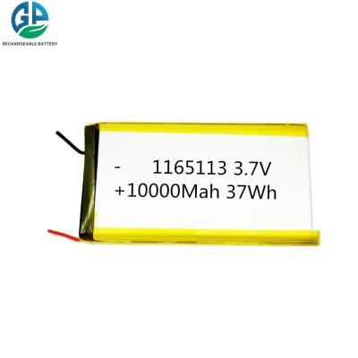 China Li Polymer Battery Rechargeable Lipo Battery 1165113 3.7v 10000mah Li Polymer Battery For Power Bank for sale