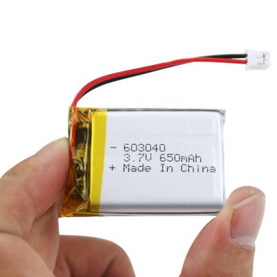 China IEC62133 3.7 Volt 650mah Lipo Battery 603040 Rechargeable Battery Pack for sale