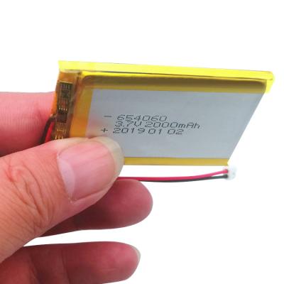 China Lipo 3.7 V 2000mah 654060 Rechargeable Lithium Batteries 500 Times for sale