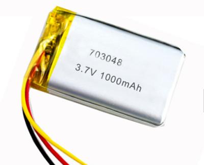 China MSDS 703048 3.7v Lithium Polymer Battery 1000mah for sale