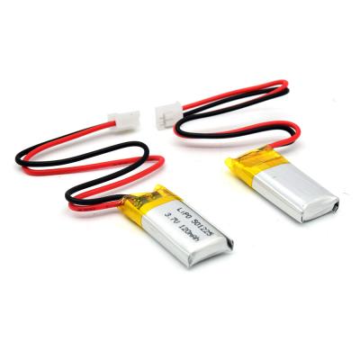 China 3,7 V 120mah Lipo 501225 baterias de lítio recarregáveis com conector à venda