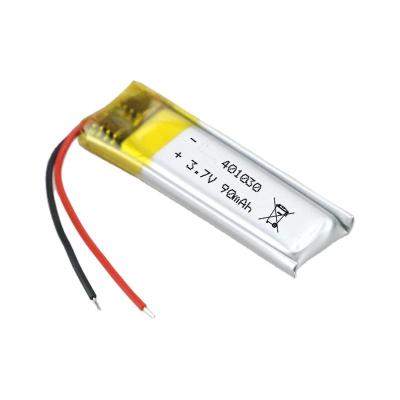China IEC62133 3.7V 80mAh 401030 Rechargeable Lipo Battery for sale