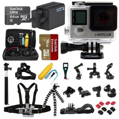 China GoPro HERO4 Silver Edition +64GB SanDisk +2 Battery +30pcs ALL you need Pro Kit! for sale