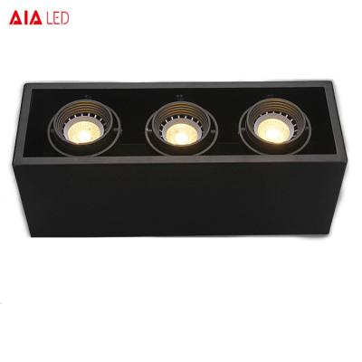 China Square revolve 3xGU10 Holder black adjustable spotlight interior GU10 base spot light for home for sale