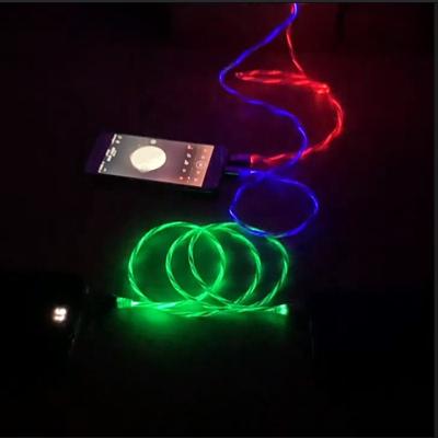 China Fast Charging Cable 3 IN 1 Type C 3A  LED Colorful Charging USB Cable Lightning Flashing Cable en venta