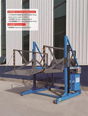 China Yellow Push Button Steel Scissor Lift Table Platform 2000 Lbs Capacity for sale