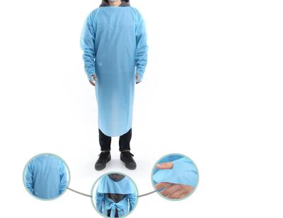 China Wholesale hot sale blue disposable hospital pe/cpe plastic gown for isolation for sale