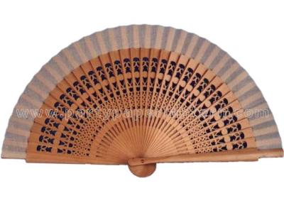 China Single Color Wooden Hand Fan Hollowed Out Ribs , Sandalwood Hand Fan for sale