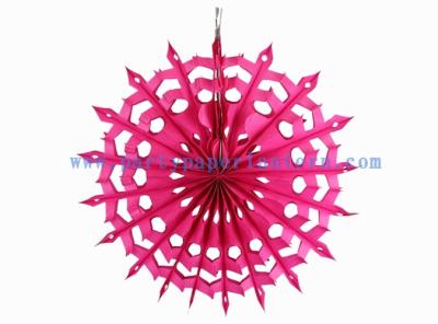 China Tissue Paper Fans For Weddings , 12 Inch Fuchsia , Pink Paper Hanging Fans For Window Dressing for sale