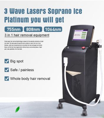 China 755nm 808nm 1064nm Diode Laser Hair Removal Machine 10HZ for sale