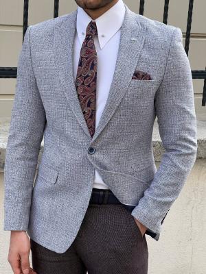 China Knitted Grey Purple Business Casual Suit Jacket For Gentlemen for sale