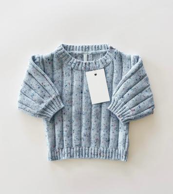 China Custom Neutral Baby Chunky Knit Speckled Sweater Organic Cotton Hand Knitted  Pullover Sweater Toddlers Winter Warm for sale