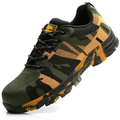 China Camouflage Steel Toe Safety Anti Toe Sting Shoes Anti Sensational Fly Weave Running Safety Shoes For Men for sale