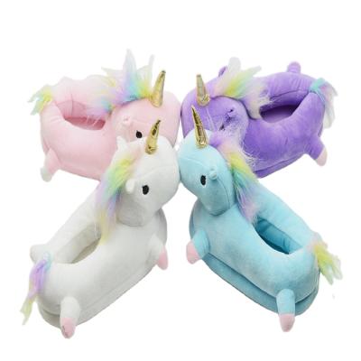 China 2020 fashion trend new winter unicorn fur women's and home slippers full of horse children's slippers fuzzy plush lady for sale